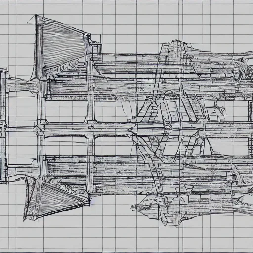 Image similar to architectural blueprint of a public sculpture, drawn to scale with orthographic views