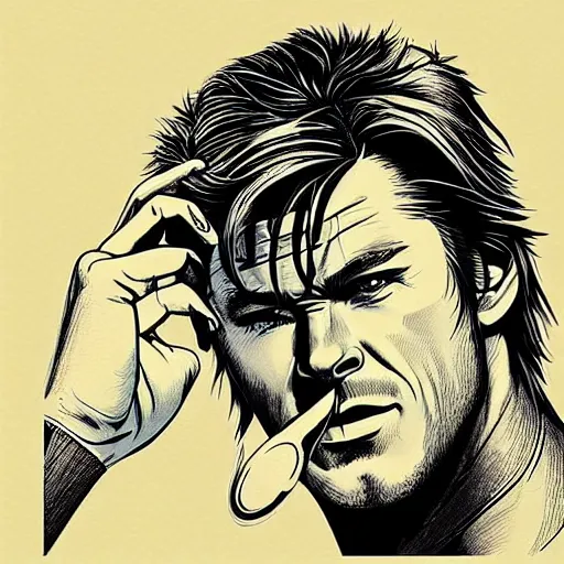 Image similar to “ chris hemsworth retro minimalist portrait by jean giraud, moebius starwatcher comic, 8 k ”