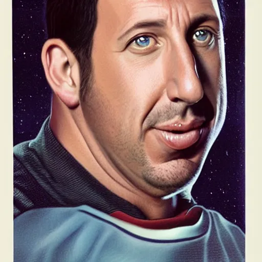 Prompt: a portrait of adam sandler, but his head is a large white egg, by stanley lau and greg hildebrandt