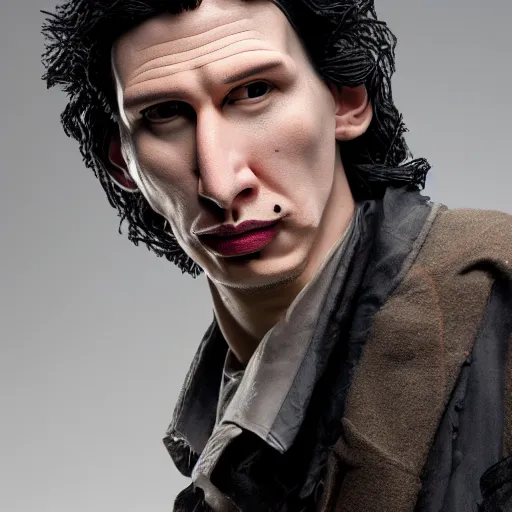 Image similar to animatronic Adam Driver, exposed wires, photo, Stan Winston studios, detailed, 4k