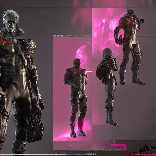 Image similar to 4K HD, unreal engine, metal gear, octane render : (subject= Sundowner from Metal Gear video game + subject detail= man wearing a pink dress, male body proportions)