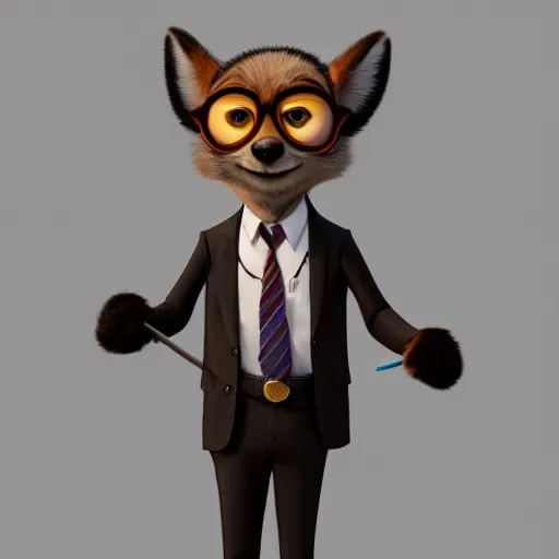 Prompt: anthro brown! marmot! in a black business tuxedo while holding a pencil wearing glasses, disney pixar zootopia character concept artwork, 3 d concept, detailed fur, high detail iconic character for upcoming film, trending on artstation, character design