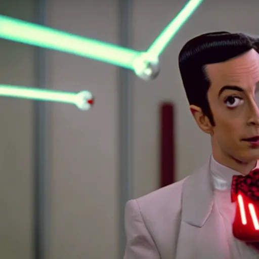 Image similar to Pee-Wee Herman wielding a red lightsaber 4K hdr