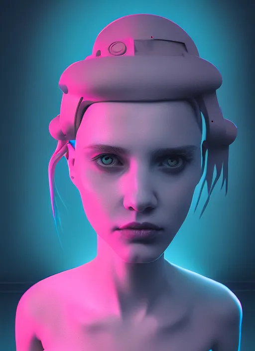 Image similar to a portrait of a pretty sewer punk young lady by beeple