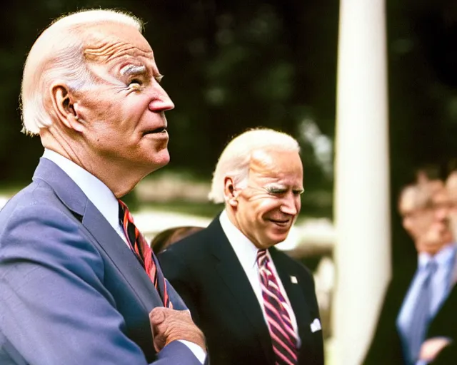 Image similar to president joe biden face to face with president joe biden, nikon 3 5 mm, photograph