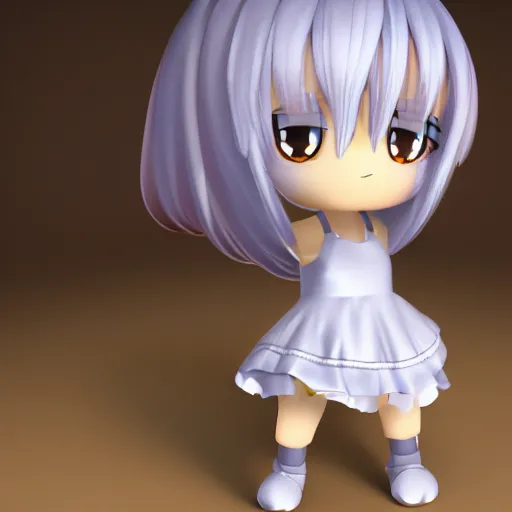 Prompt: cute fumo plush of a metallic reflective girl, global illumination reflectance probe, ssao, chibi anime, vray