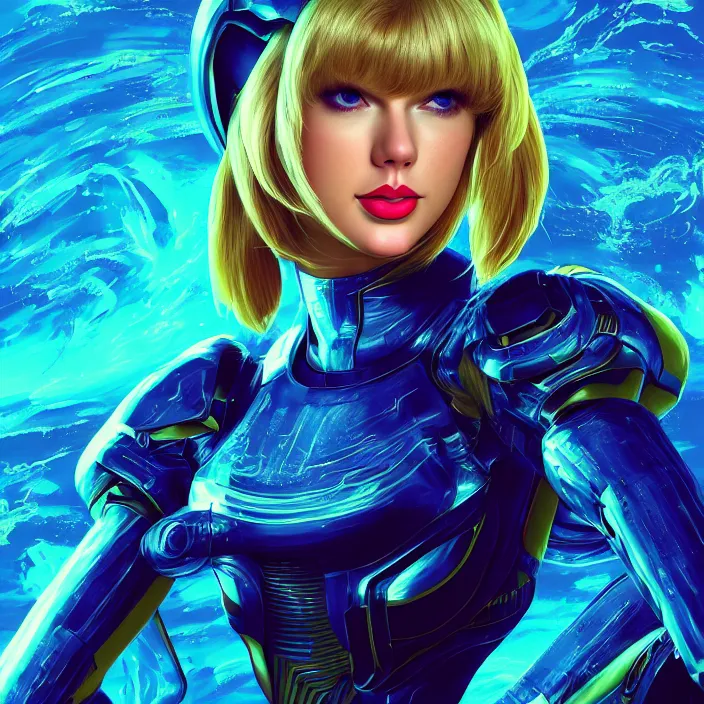 Prompt: portrait of Taylor Swift as SAMUS ARAN. HD, 4K. intricate abstract. intricate artwork. by Tooth Wu, wlop, beeple, dan mumford. octane render, trending on artstation, greg rutkowski very coherent symmetrical artwork. cinematic, hyper realism, high detail, octane render, 8k, iridescent accents. metroid