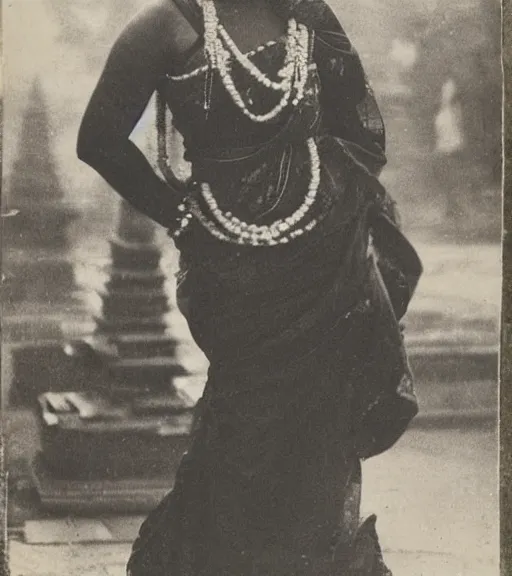 Prompt: vintage_portrait_photo_of_a_beautiful_nepalese_Victorian maiden at Pashupatinath Temple