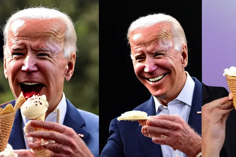 Prompt: Joe Biden eats ice cream, melts Americans, Junji Ito