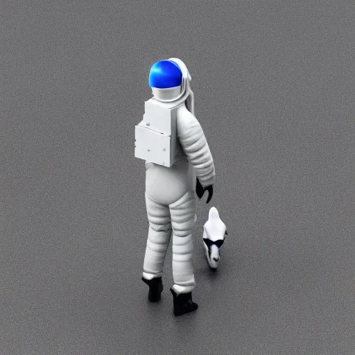 Prompt: an astronaut standing on the ground and a horse horse horse horse standing right above the human, the horse is atop of the head, on top his helmet and on his shoulders minimalist style, 3 d render, isometry