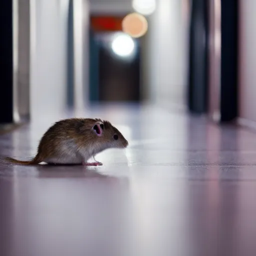 Image similar to photo of a hamster, dimly lit cinema corridor, various poses, unedited, soft light, sharp focus, 8 k