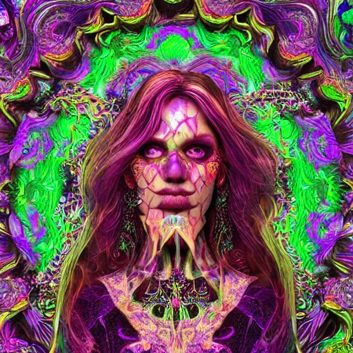 Image similar to psychadelic witch, hyper detailed, flowing psychadelic background intricate and detailed, ornate 8 k gorgeous intricate detailed, octane render