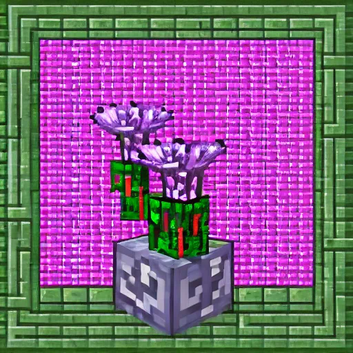 Image similar to minecraft warden beam of flowers