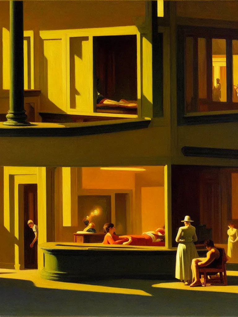 Prompt: Time will soon be born It is starting all the dawn And the world is moving towards Things like opposites and wars, intricate detailed oil painting, detailed illustration, oil painting, painterly feeling, centric composition by Edward hopper