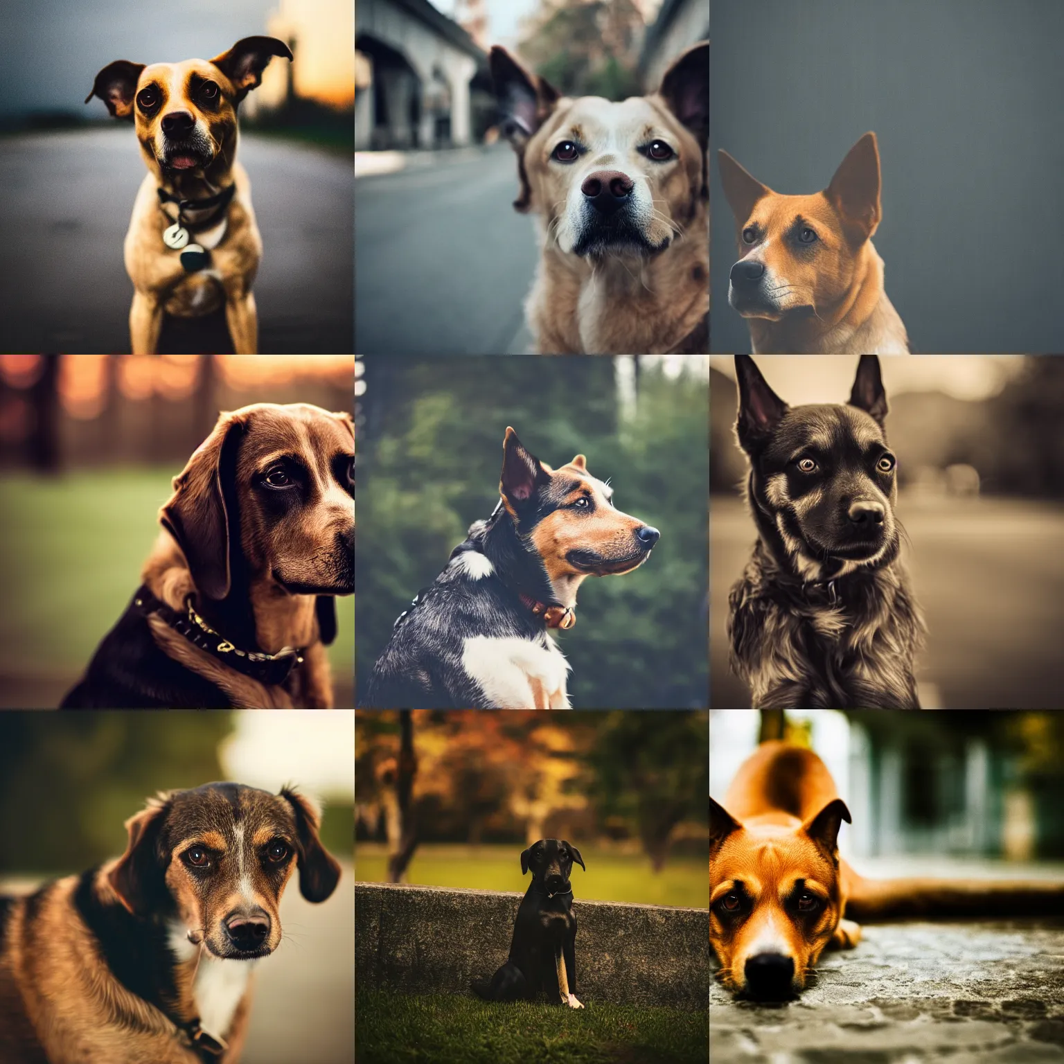 Prompt: a dog, moody, cinematic colors, bokeh