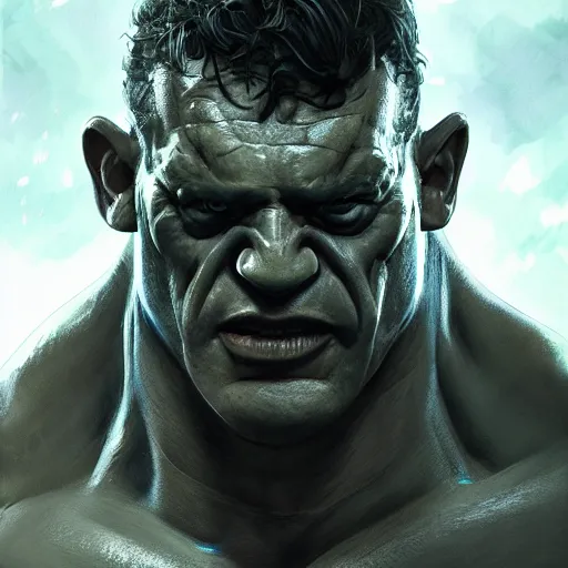 Image similar to bane as the hulk, au naturel, hyper detailed, digital art, trending in artstation, cinematic lighting, studio quality, smooth render, unreal engine 5 rendered, octane rendered, art style by klimt and nixeu and ian sprigger and wlop and krenz cushart