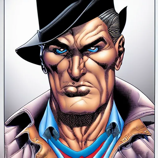 Image similar to Darkman, comic portrait by J Scott Campbell, intricate details