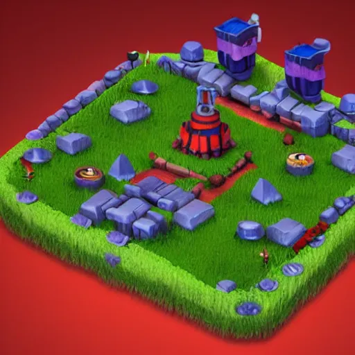 Image similar to a clash royale building model of the fungal prison