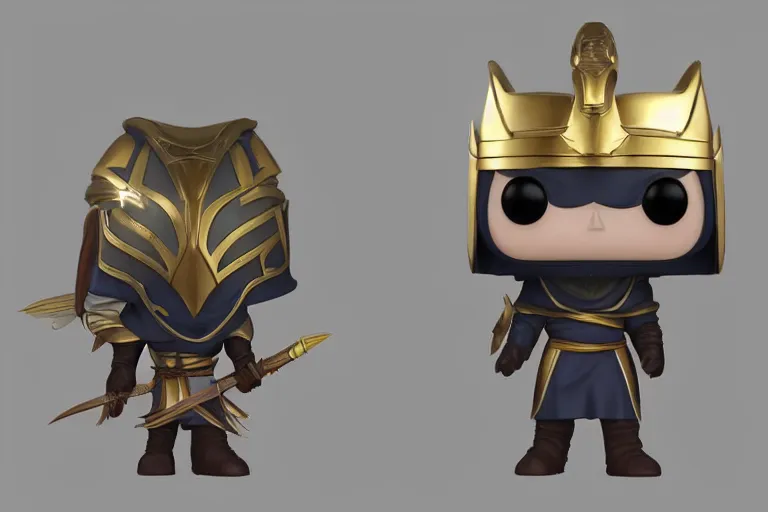 Image similar to an ultra detailed picture of saladin as a funko pop, epic anime fantasy, 8 k, volumetric lighting, smooth, highly detailed, digital illustration, art by kentaro miura and akira toriyama and albert bierstadt and greg rutkowsi, artstation