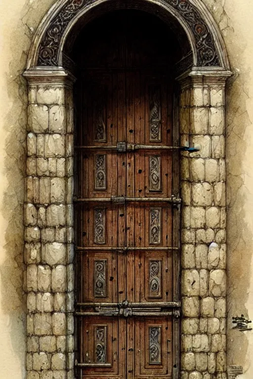 Image similar to ( ( ( ( ( complex medieval ornate door. muted colors. ) ) ) ) ) by jean - baptiste monge!!!!!!!!!!!!!!!!!!!!!!!!!!! high resolution