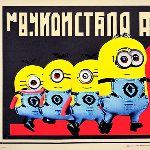 Image similar to soviet poster of minions