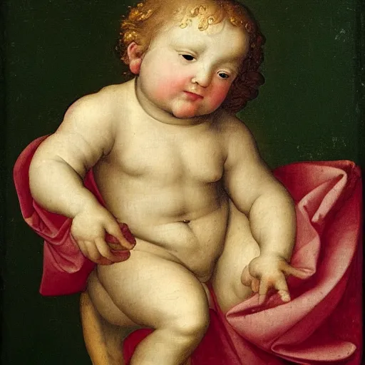 Image similar to Renaissance painting portrait of a cherub