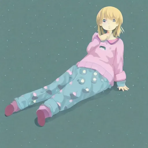 Prompt: adorable anime girl wearing cute piggy pajamas, young, clear clean face, Ilya kushinov, by Makoto Shinkai, Studio Ghibli, Miyazaki, Kyoto Animation, digital 2D, painterly style, gouache illustration, high contrast, cute, kawaii, chibi, golden ratio, rule of thirds