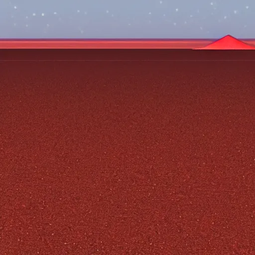 Prompt: a red sand desert seen from a distance, with a floating city above it, hyper realistic