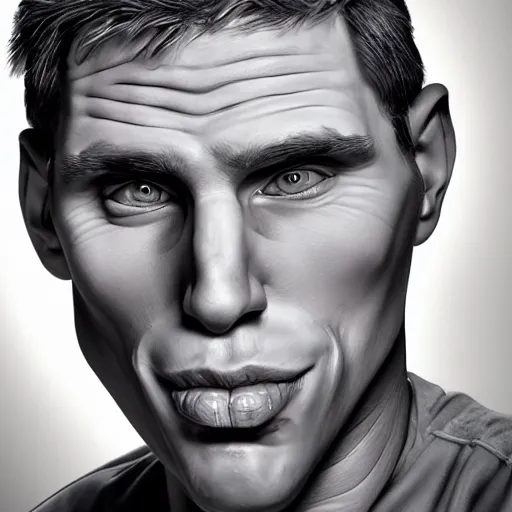 Image similar to Caricature portraits done of Jerma, realistic, hyperrealistic, very realistic, highly detailed, very detailed, extremely detailed, detailed, oil painting, digital art, trending on artstation