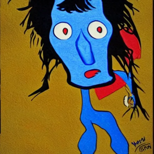 Image similar to sinister looking Blue Meanie from Yellow Submarine in the style of Van Gough