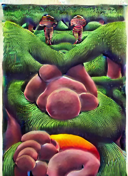 Image similar to bush men by shusei nagaoka, kaws, david rudnick, airbrush on canvas, pastell colours, cell shaded, 8 k