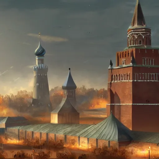 Prompt: Nuke is about to hit Russian Kremlin, trending on artstation