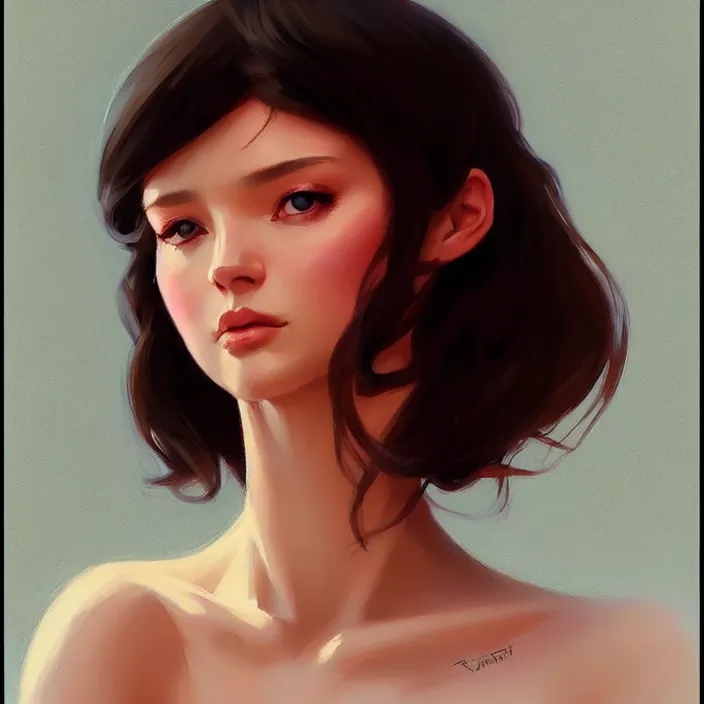 Image similar to a portrait of a beautiful! angel in low cut dress!!. realistic shaded lighting poster by ilya kuvshinov katsuhiro, magali villeneuve, artgerm, jeremy lipkin and michael garmash, rob rey and kentaro miura style, trending on art station