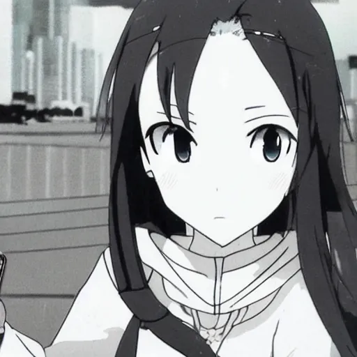 Image similar to a very beautiful young yuuki asuna taking a selfie on 9 / 1 1