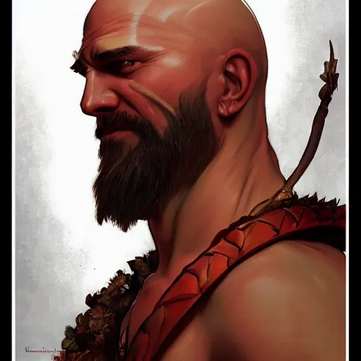 Prompt: Kratos, highly detailed, digital painting, artstation, concept art, smooth, sharp focus, illustration, ArtStation, art by artgerm and greg rutkowski and alphonse mucha and J. C. Leyendecker and Edmund Blair Leighton and Katsuhiro Otomo and Geof Darrow and Phil hale and Ashley wood and Ilya repin and Charlie Bowater