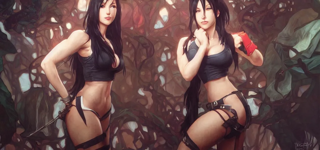 Prompt: Tifa Lockhart by Stanley Artgerm Lau, greg rutkowski, thomas kindkade, alphonse mucha, loish, norman Rockwel