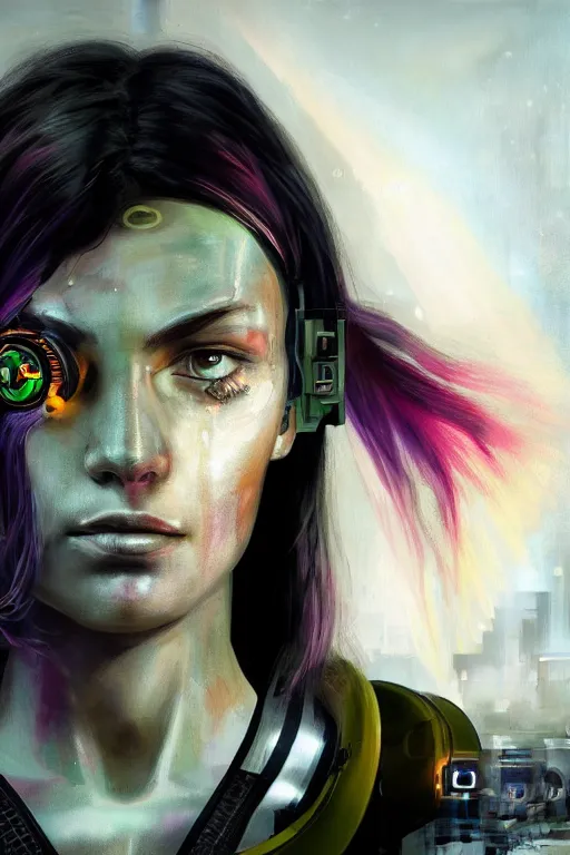 Image similar to a close - up portrait of a cyberpunk cyborg girl, by jan van eijck, rule of thirds