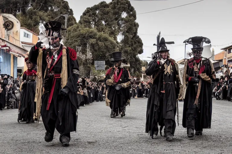 Prompt: cinematography parade in san magel de ayende by Emmanuel Lubezki