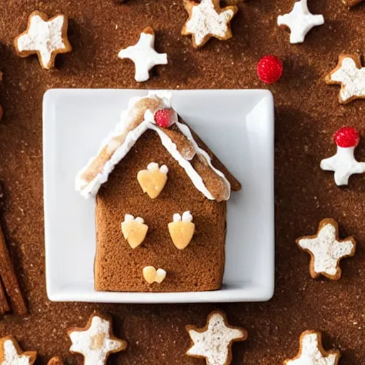 Prompt: a gingerbread house made only of cinnamon - toast - crunch cereal