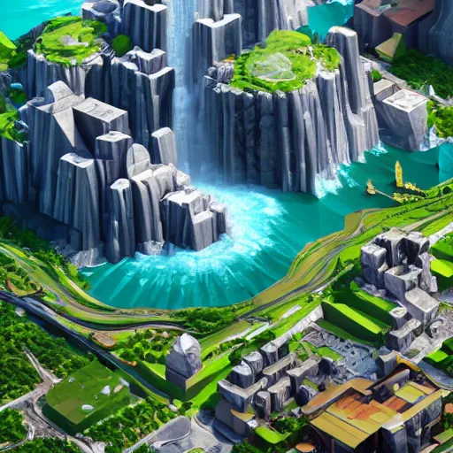 Prompt: new york surrounded by waterfalls on a floating island in the sky, low poly art, isometric art, 3d render, ray tracing, high detail, artstation, concept art, behance, smooth, sharp focus, ethereal lighting, unreal engine 5