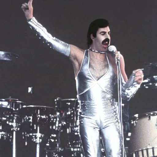 Image similar to freddie mercury performing, on the planet mecury