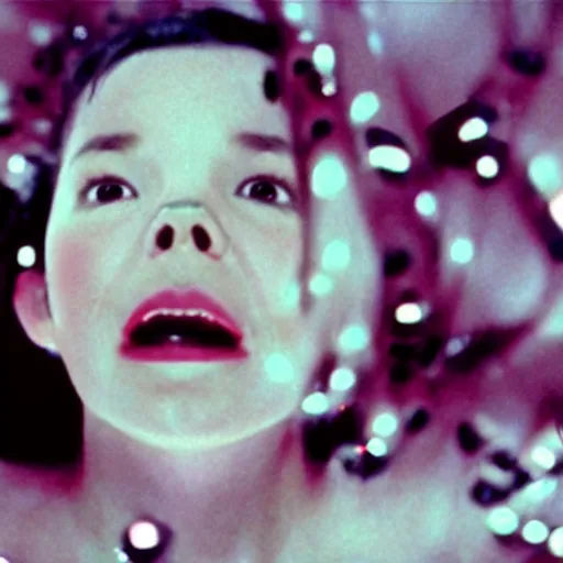 Image similar to ((((Bjork)))) !!!!!!!!!!climbing out of a TV!!!!!!!!!!!, J-horror, film still