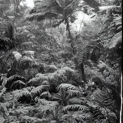 Image similar to jelly boulders in a jungle landscape, 1960s photo