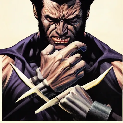 Image similar to wolverine poster drawn by alex ross