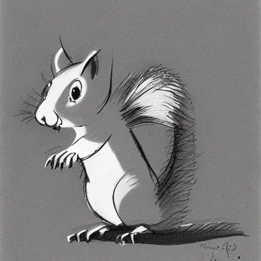 Image similar to milt kahl sketch of a squirrel