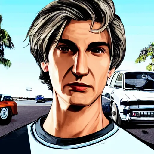 Image similar to XQC as a GTA character in a loading screen