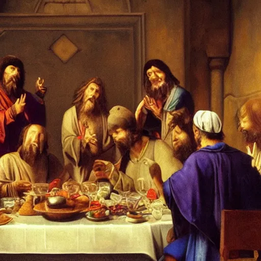 Image similar to the lord's supper with undeads instead of humans