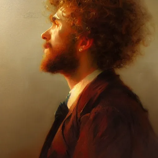 Prompt: A handsome man with a perm, painting by Gaston Bussiere and Greg Rutkowski, trending on artstation, 4k, 8k