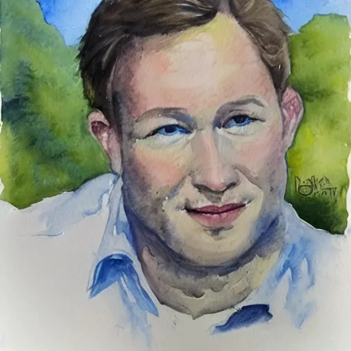 Prompt: paint with jazza portrait, watercolours