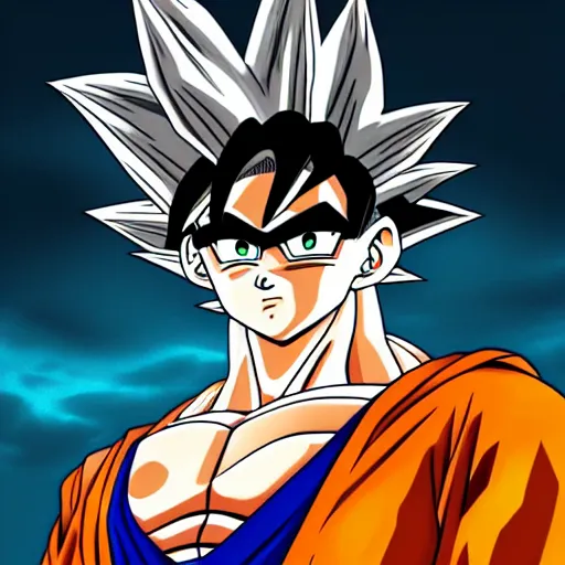 Image similar to portrait of goku from dragon ball wearing shades and a gold chain incredibly detailed, color, smooth, concept art, illustration,